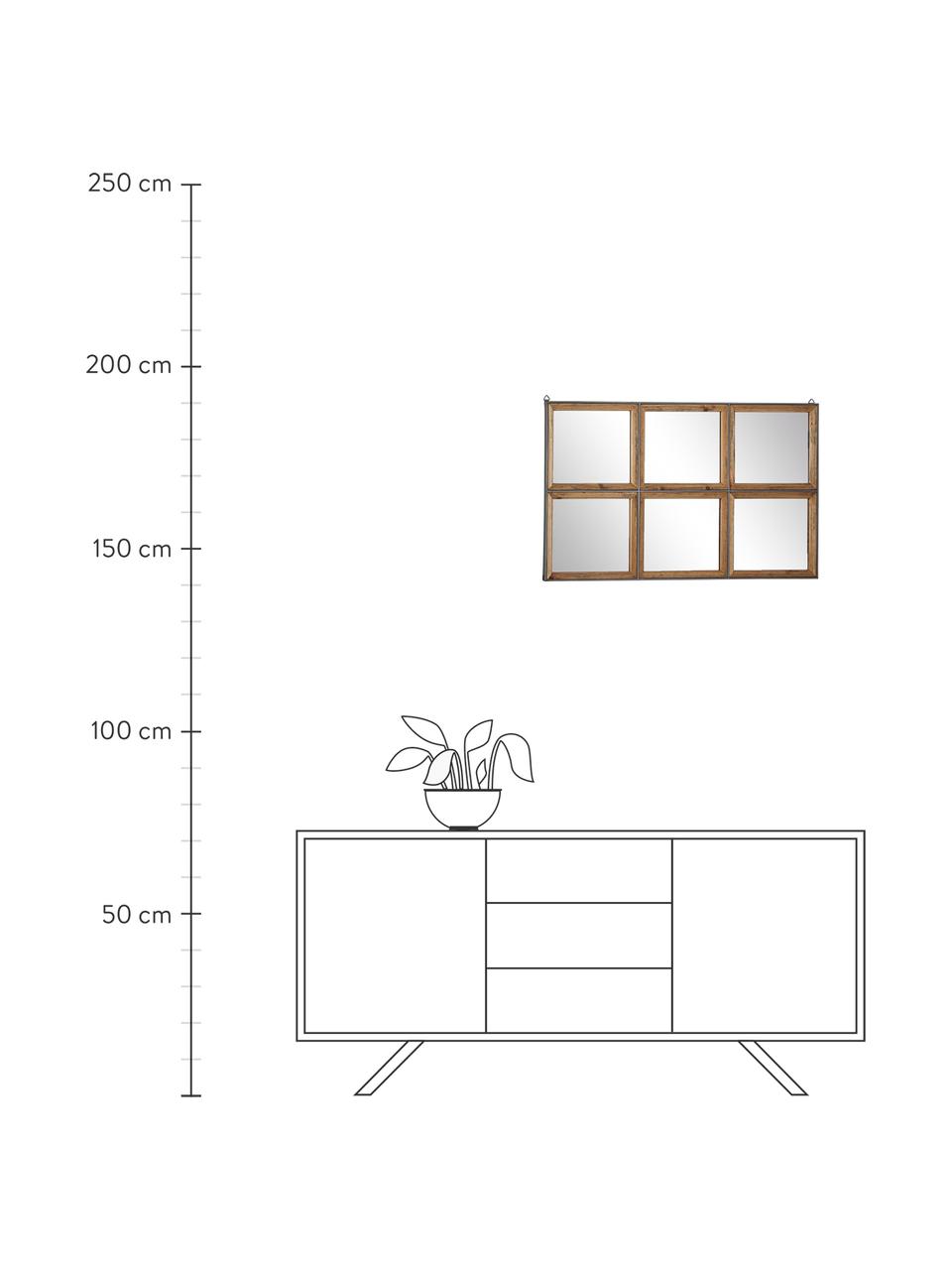Espejo de pared Border, Espejo de cristal, metal, madera de pino, Marrón, An 93 x Al 53 cm