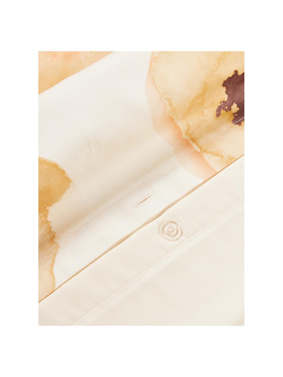 Funda nórdica de satén de algodón con estampado floral Fiorella, Blanco crema, multicolor, An 155 x L 220 cm