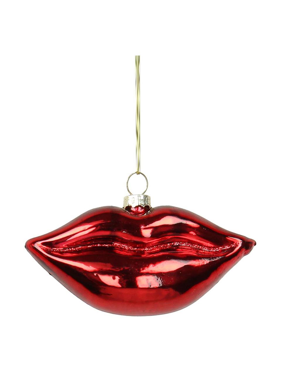 Baumanhänger Lips, 2 Stück, Rot, glänzend, 9 x 5 cm