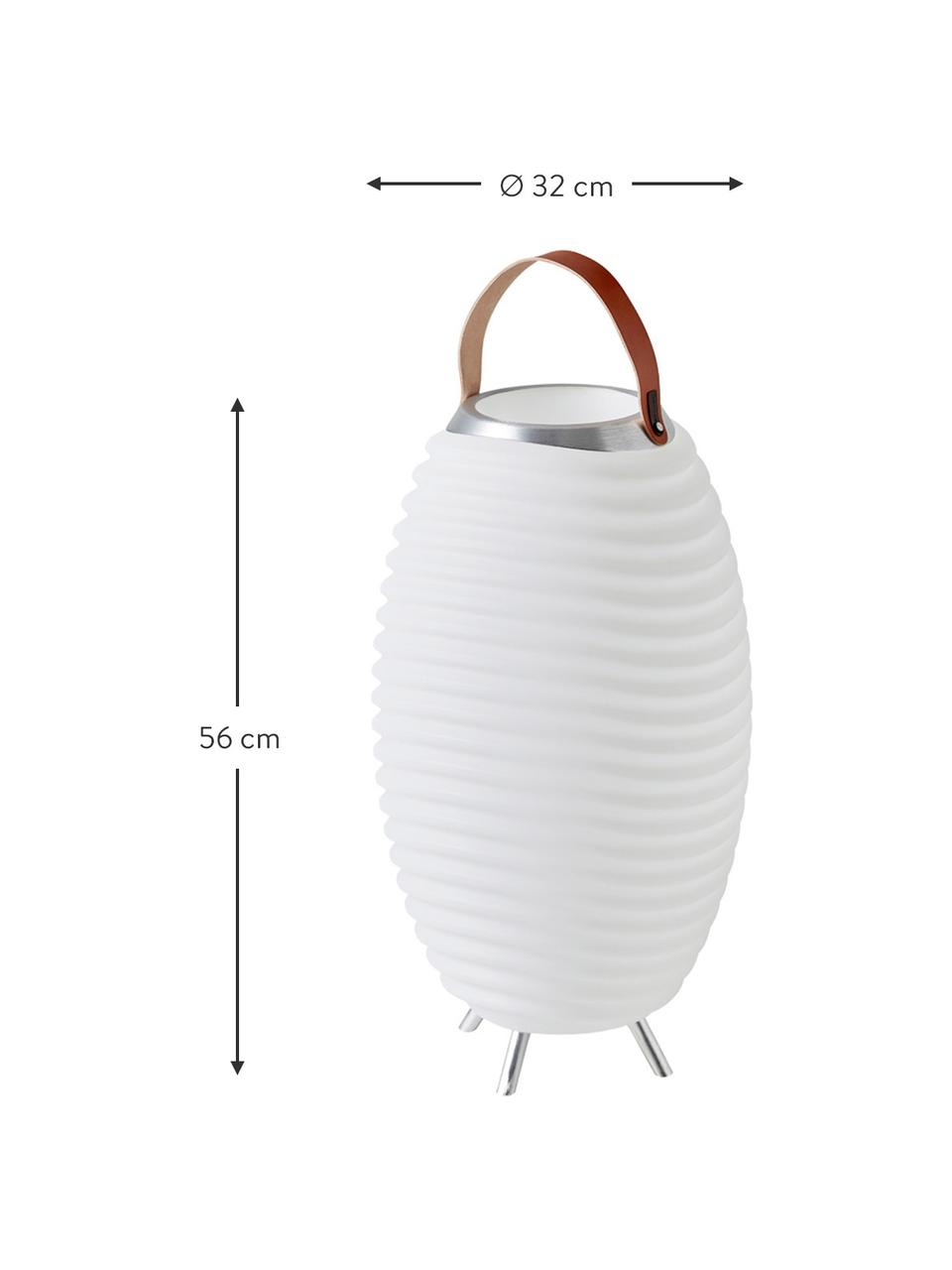 Mobiele tuinlamp Synergy S met luidspreker en flessenkoeler, Lampenkap: kunststof, Decoratie: geborsteld aluminium, Wit, chroomkleurig, bruin, Ø 32 x H 56 cm