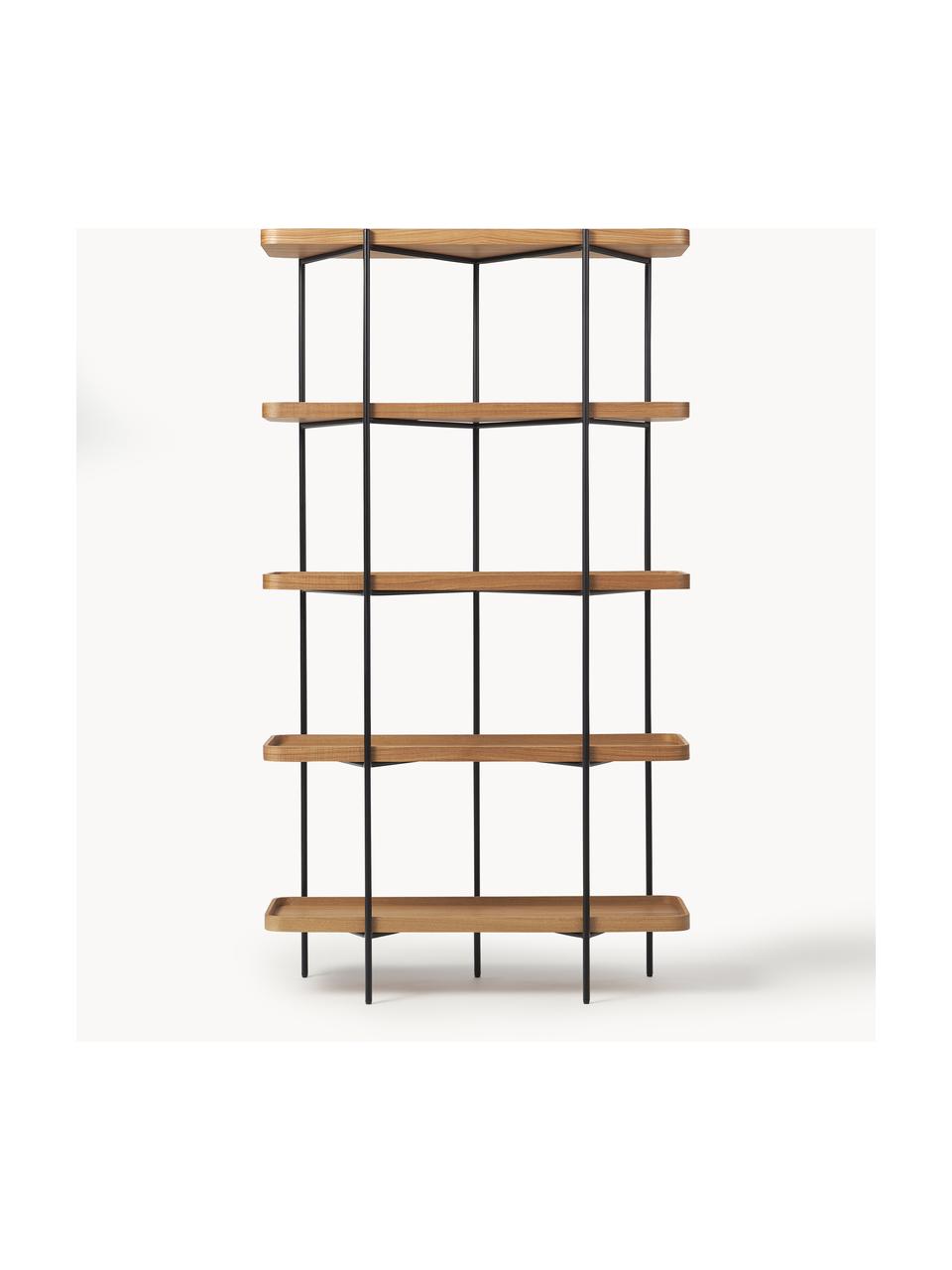 Grote houten wandrek Renee, Frame: gepoedercoat metaal, Essenhout, B 100 x H 180 cm