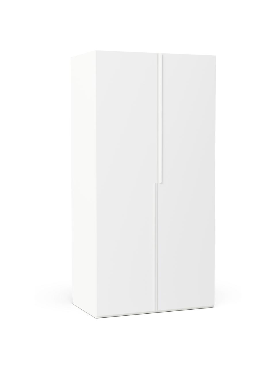 Modulaire draaideurkast Leon in wit, 100 cm breed, meerdere varianten, Frame: met melamine beklede spaa, Wit, Basis interieur, hoogte 200 cm