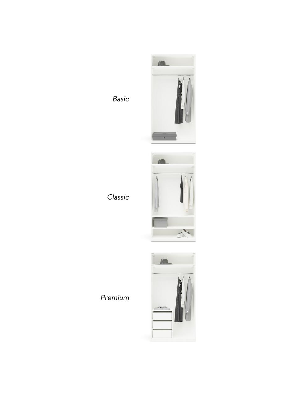Modulaire draaideurkast Leon, 100 cm breed, diverse varianten, Frame: spaanplaat, FSC-gecertifi, Wit, Basis interieur, B 100 x H 200 cm