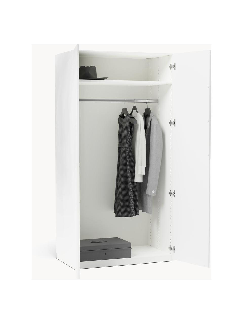 Armario modular Leon, 2 puertas (100 cm), diferentes variantes, Estructura: tablero aglomerado revest, Blanco, Interior Basic (An 100 x Al 200 cm)