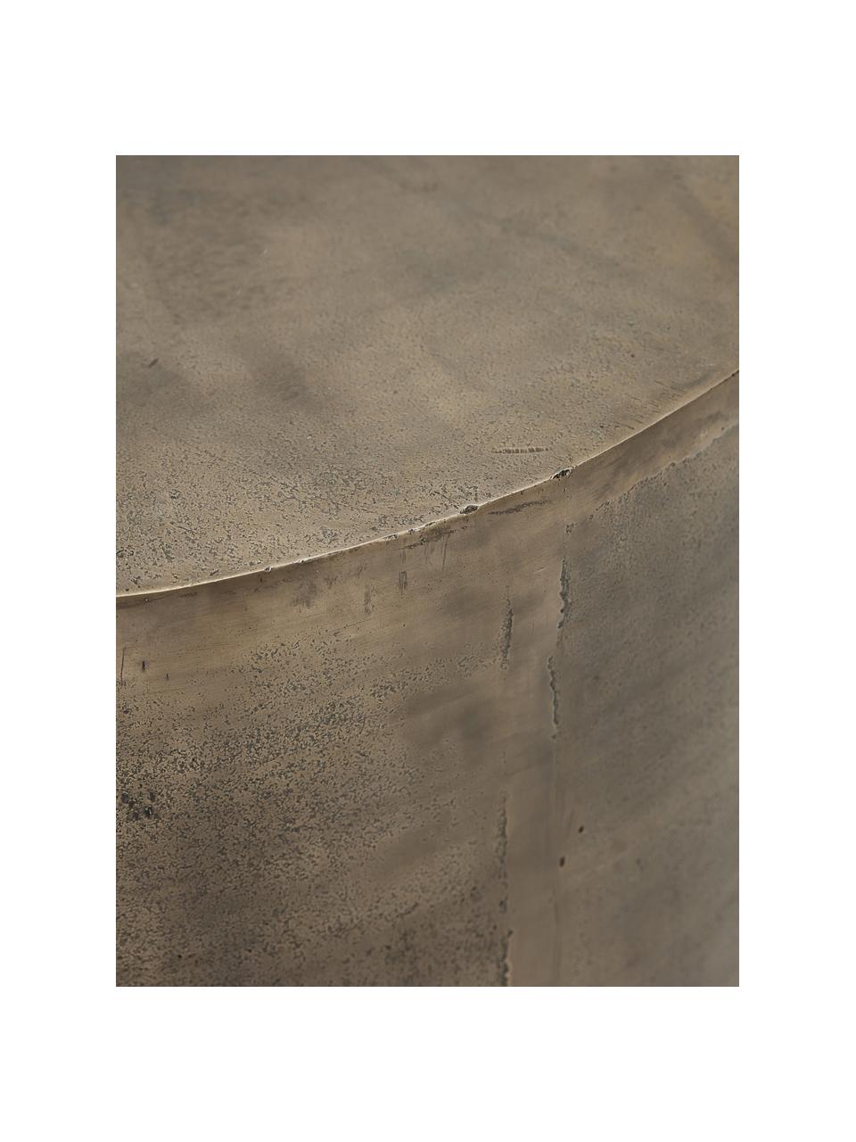 Okrúhly kovový pomocný stolík s patinou Rota, Potiahnutý hliník, MDF-doska strednej hustoty, Mosadzné odtiene, Ø 50 x V 50 cm