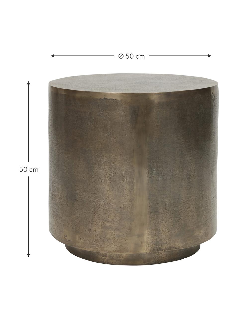 Mesa auxiliar redonda de metal Rota, Aluminio recubierto, tablero de fibras de densidad media (MDF), Latón, Ø 50 x Al 50