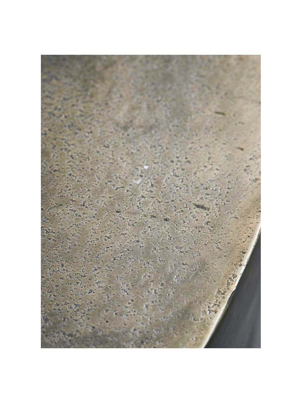 Ronde metalen bijzettafel Rota met antieke afwerking, Aluminium, gecoat, vezelplaat met MDF, Greige, goudkleurig, Ø 50 x H 50 cm