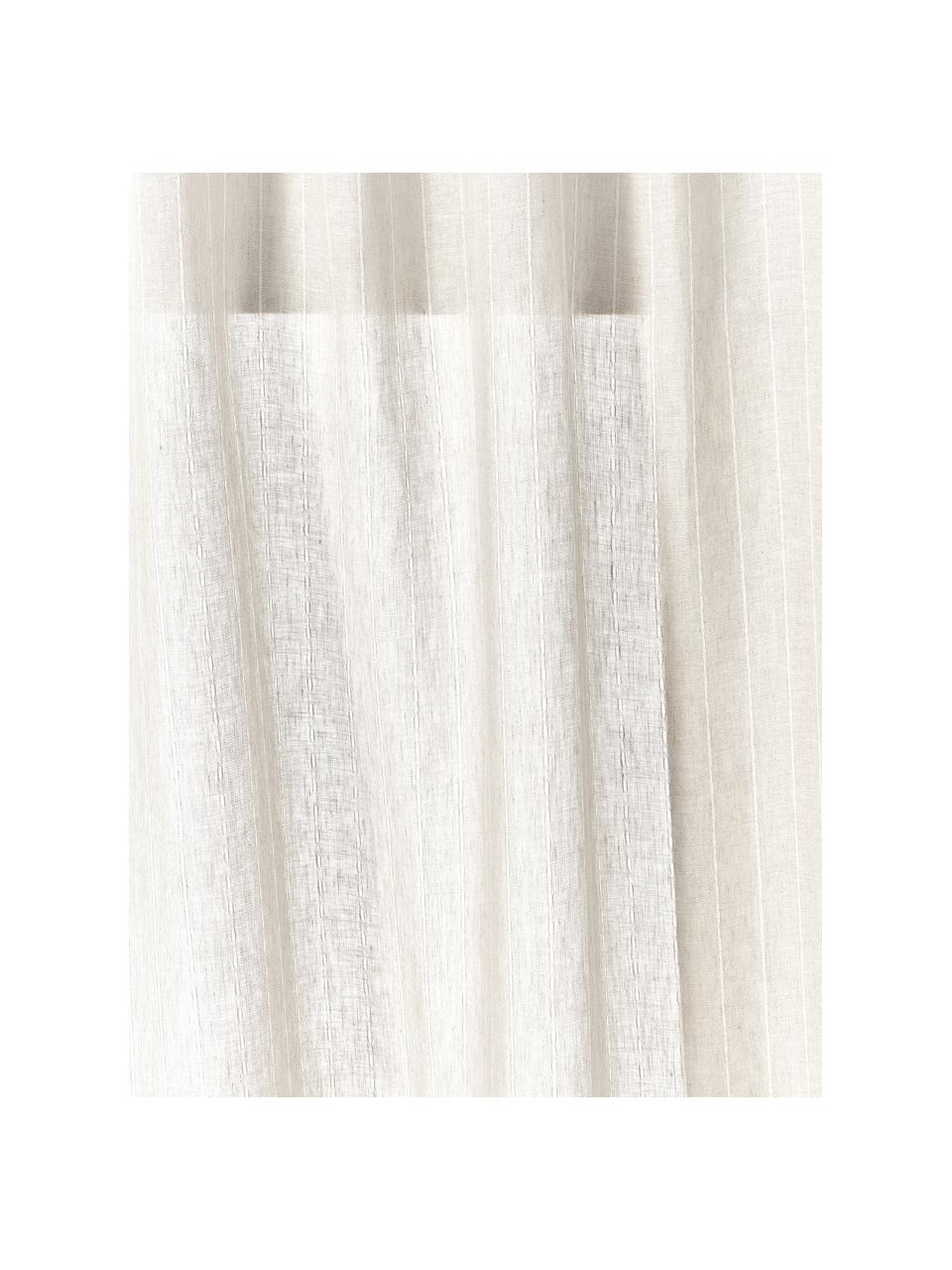 Rideau semi-transparent avec ruban multiple Birch, 2 pièces, 100 % pur lin, Beige clair, larg. 130 x prof. 260 cm