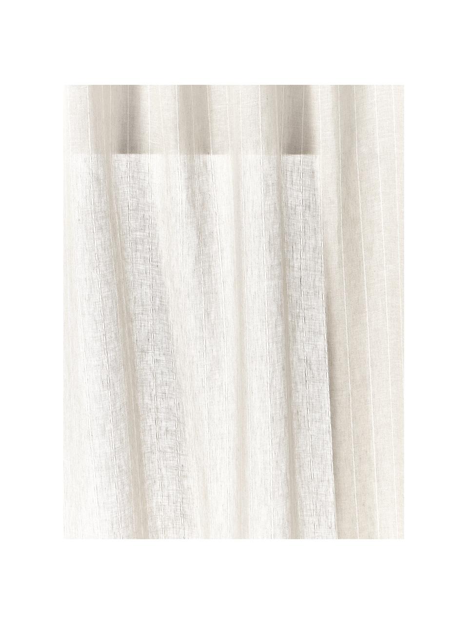 Zasłona półtransparentna Gardine Birch, 2 szt., 100% len, Jasny beżowy, S 130 x L 260 cm