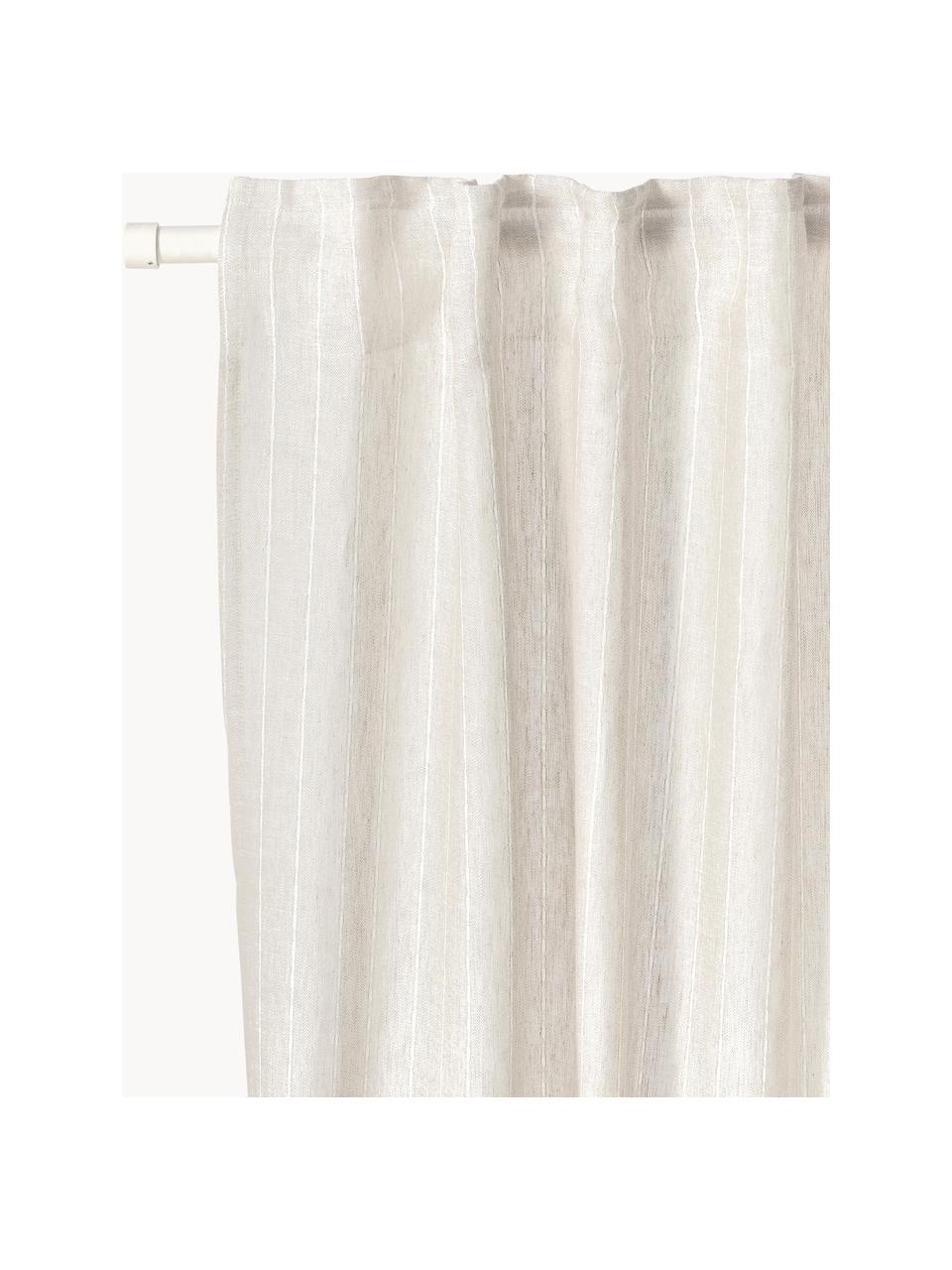 Tende semitrasparenti con multibanda Gardine Birch 2 pz, 100% lino, Beige chiaro, Larg. 130 x Lung. 260 cm