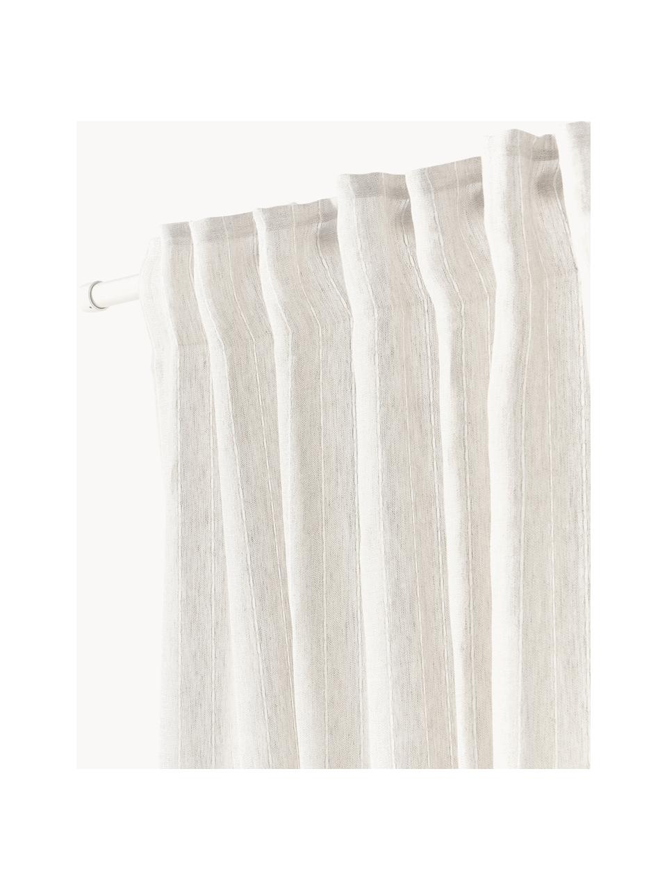 Cortinas semitransparente con multibanda Birch, 2 uds., 100% lino, Beige claro, An 130 x L 260 cm