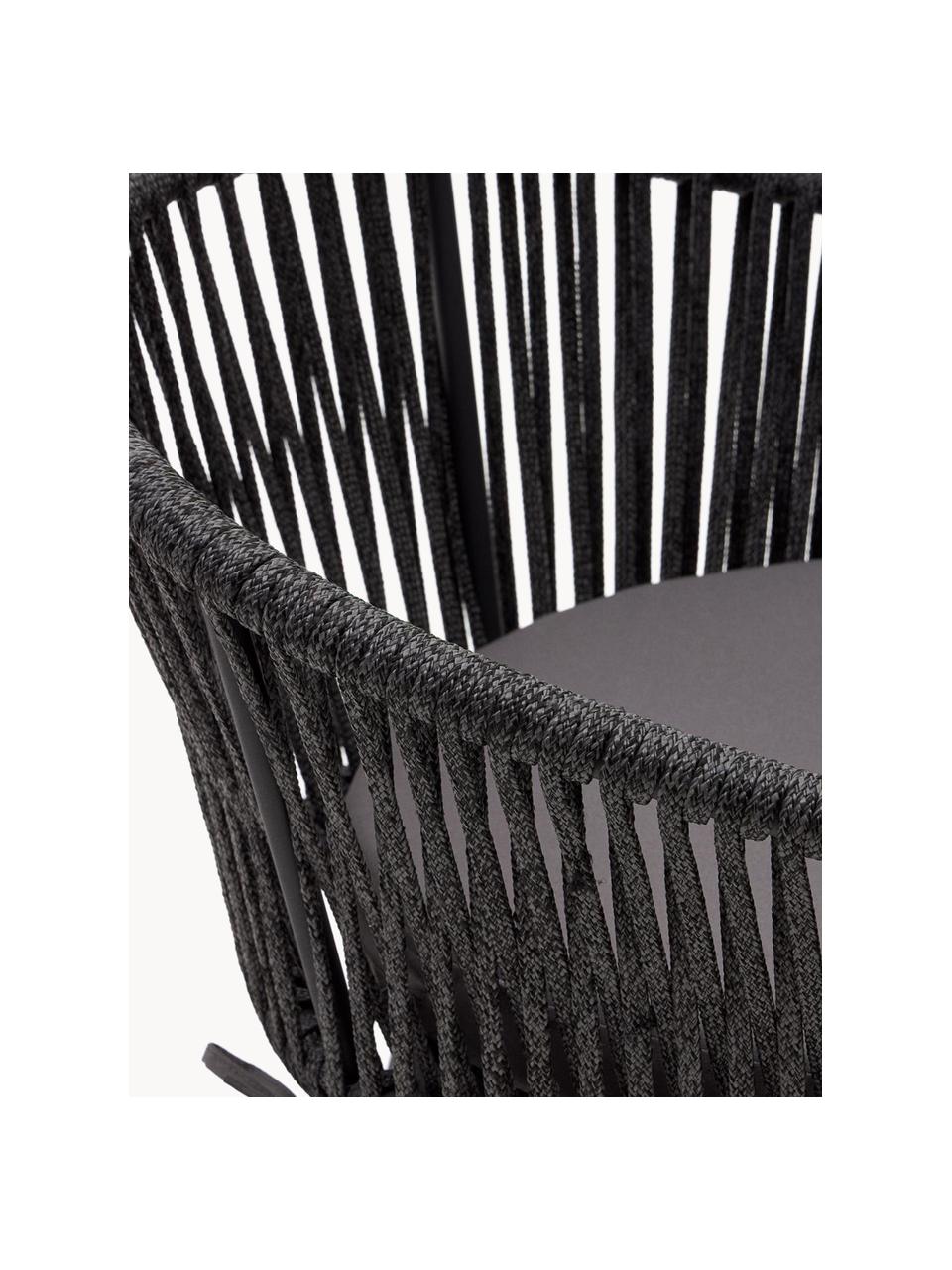 Ogrodowe krzesło barowe Yanet, 2 szt., Tapicerka: 100% poliester, Stelaż: metal ocynkowany, Ciemnoszara tkanina, czarny, S 55 x W 85 cm