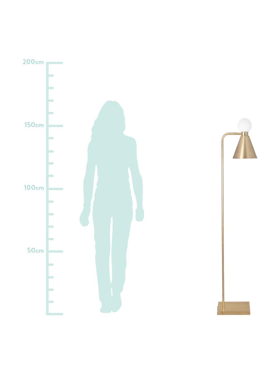 Lámpara de lectura Ludo, Pantalla: metal, latón, Latón cepillado, blanco, An 18 x Al 156 cm