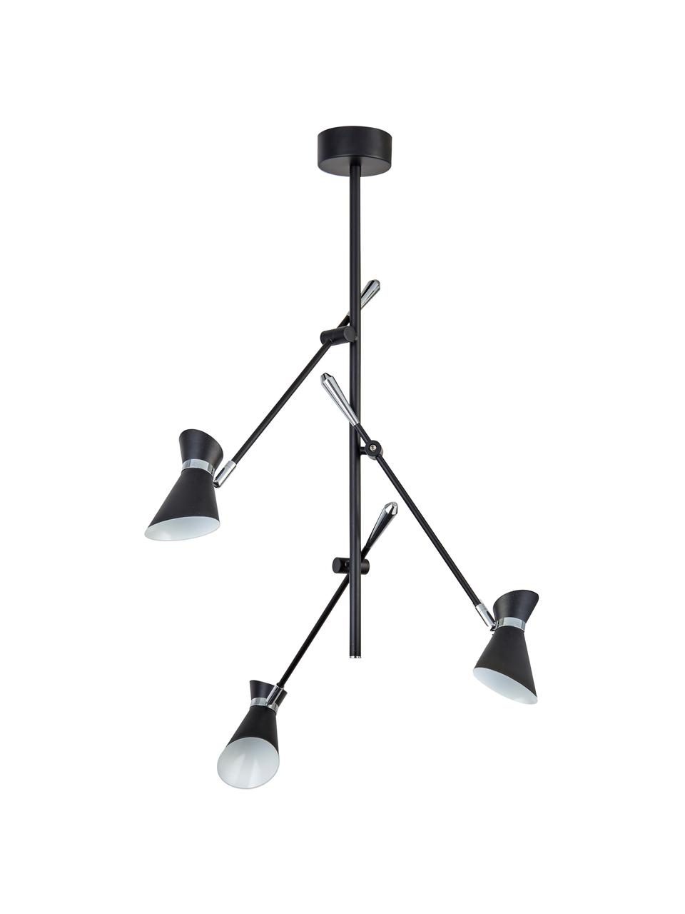 LED hanglamp Diablo in zwart-zilver, Lampenkap: staalkleurig, Decoratie: staal, Zwart, chroomkleurig, 65 x 69 cm