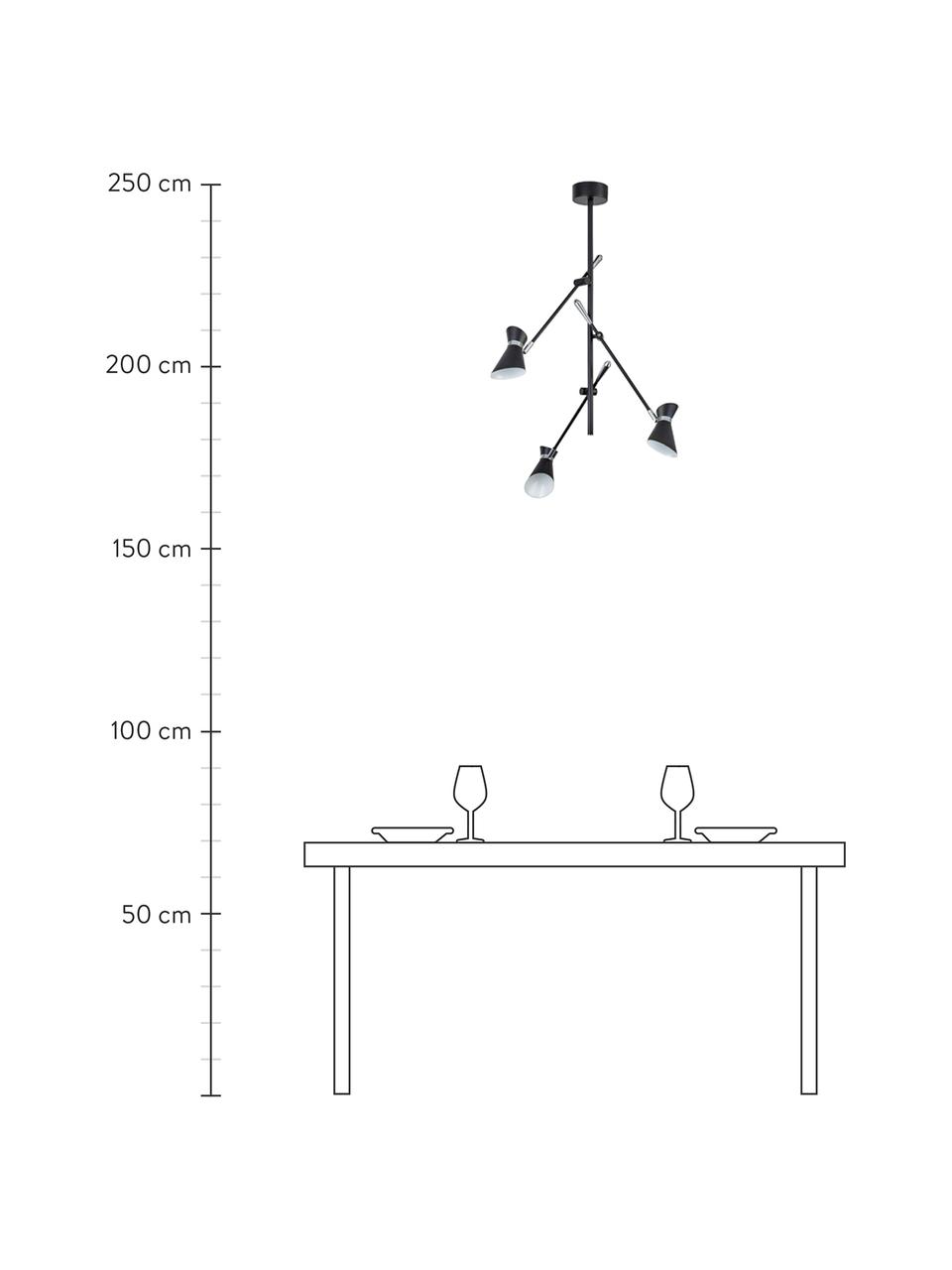 LED hanglamp Diablo in zwart-zilver, Lampenkap: staalkleurig, Decoratie: staal, Zwart, chroomkleurig, 65 x 69 cm