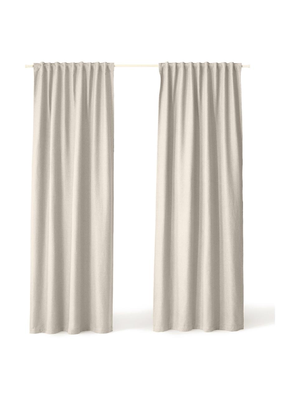 Zasłona nieprzezroczysta Jensen, 2 szt., 95% poliester, 5% nylon, Beżowy, S 130 x D 260 cm