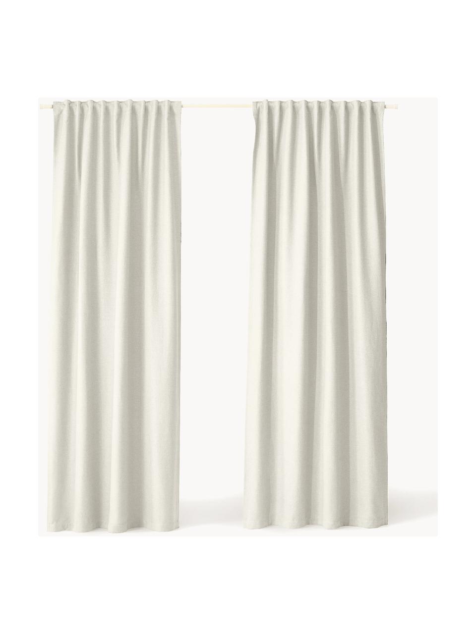 Blickdichter Vorhang Jensen mit Multiband, 2 Stück, 95 % Polyester, 5 % Nylon, Hellbeige, B 130 x L 260 cm