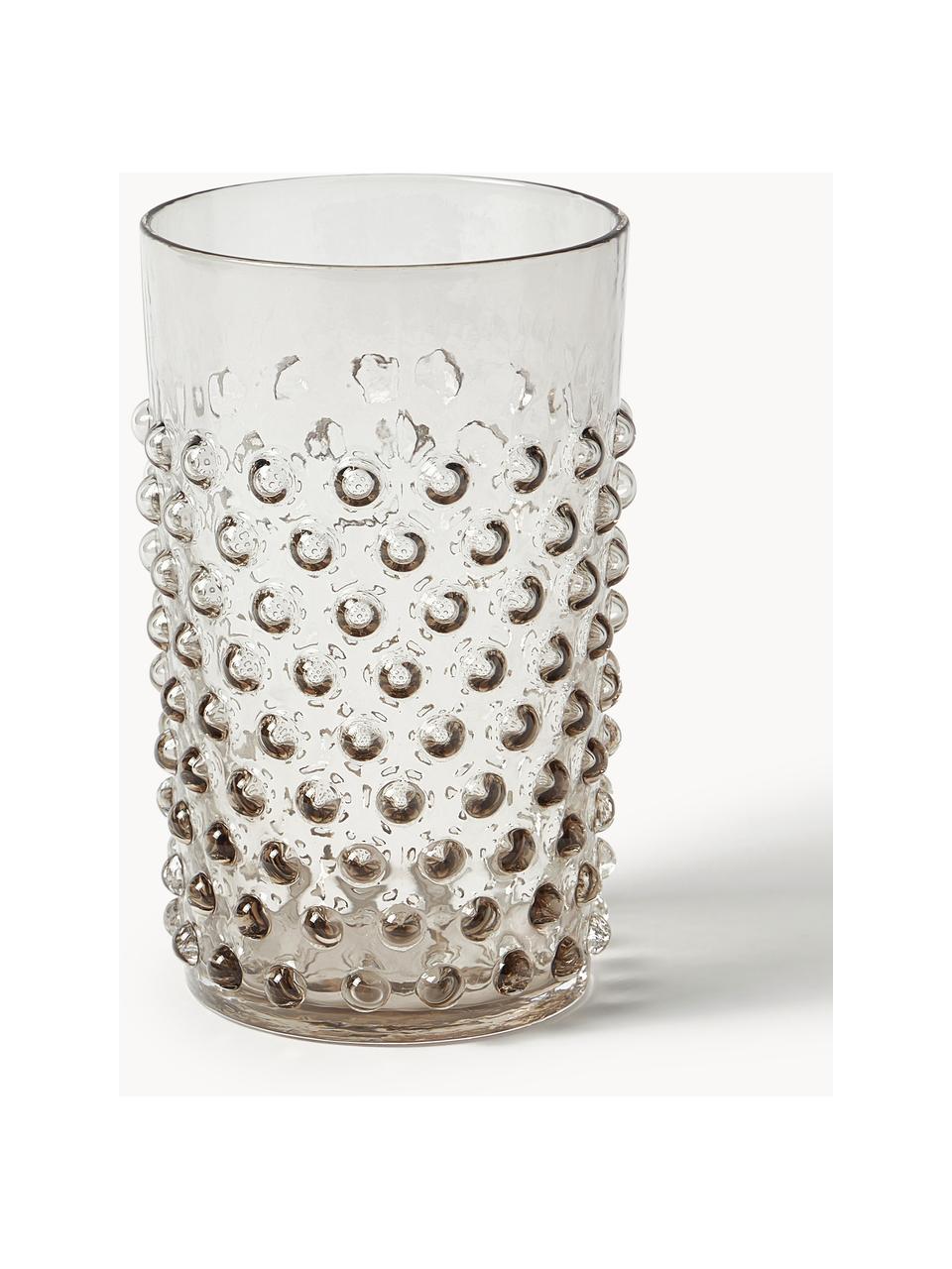 Ręcznie wykonana szklanka Hobnail, 6 szt., Szkło, Greige, Ø 7 x W 11 cm, 200 ml
