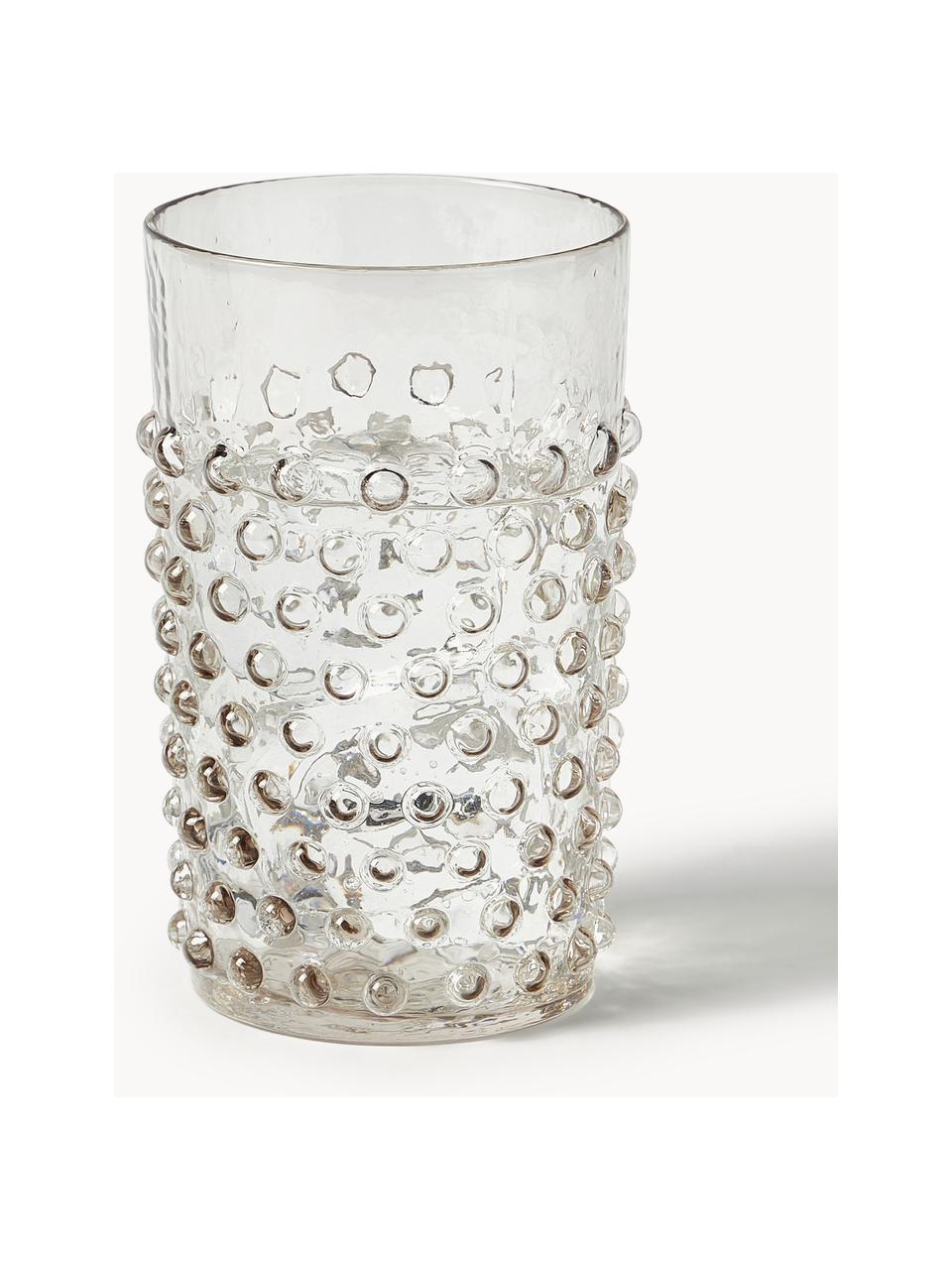 Handgefertigte Wassergläser Hobnail mit Relief, 6 Stück, Glas, Greige, Ø 7 x H 11 cm, 200 ml