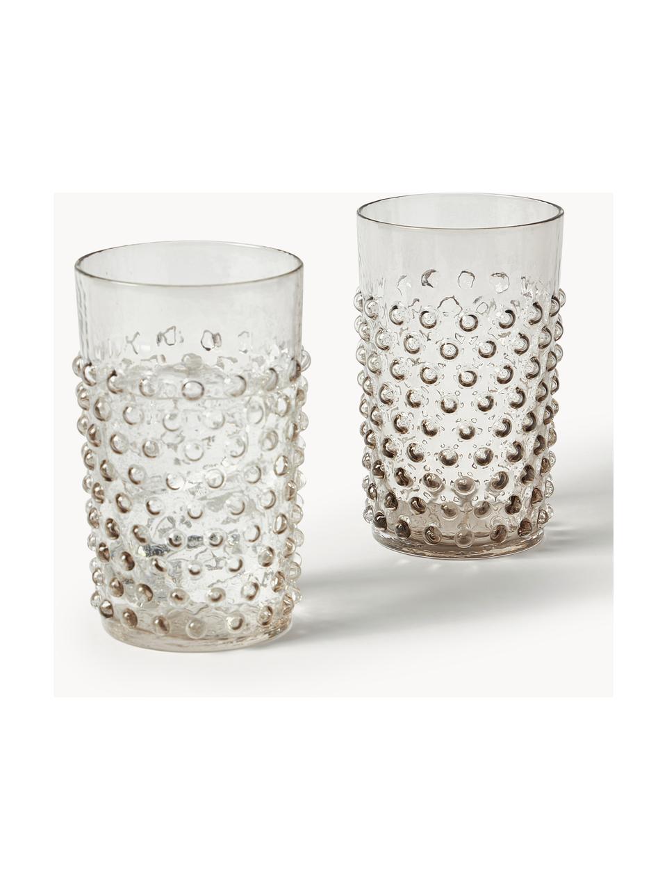 Szklanka ze szkła dmuchanego Hobnail, 6 szt., Szkło dmuchane, Greige, transparentny, Ø 7 x W 11 cm, 200 ml