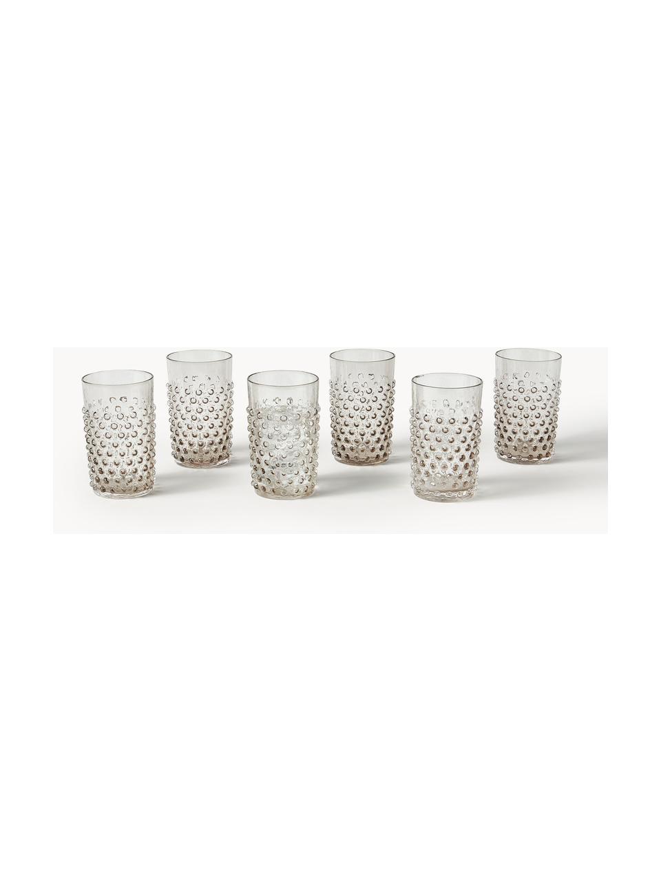 Szklanka ze szkła dmuchanego Hobnail, 6 szt., Szkło dmuchane, Greige, transparentny, Ø 7 x W 11 cm, 200 ml