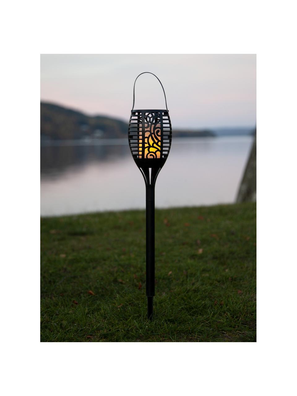 Lámpara de suelo solar para exteriores Flame, Pantalla: plástico, Negro, Ø 10 x Al 42 cm