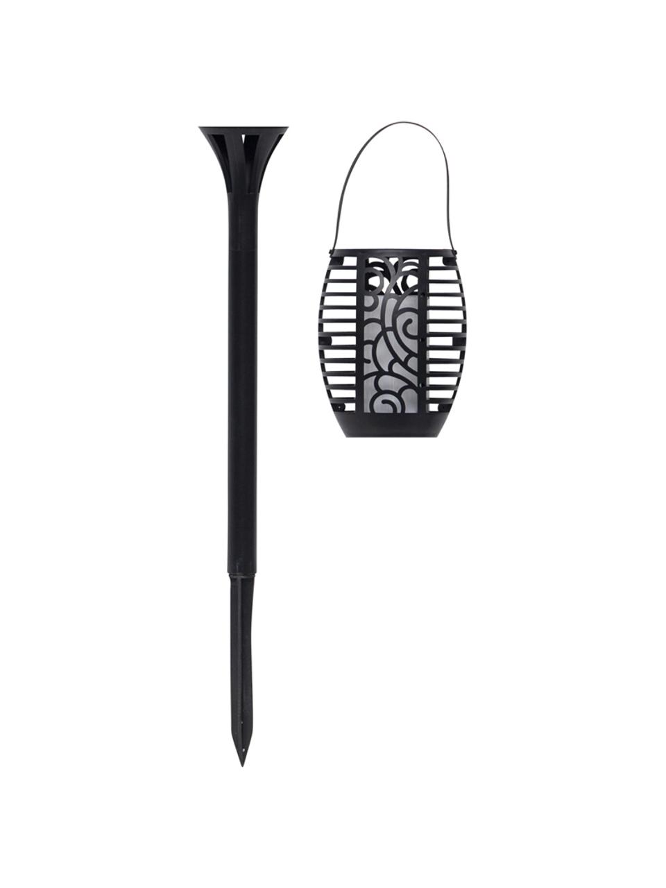 Outdoor solar lamp Flame voor grond, tafel of om op te hangen, Lampenkap: kunststof, Diffuser: kunststof, Zwart, Ø 10 x H 42 cm