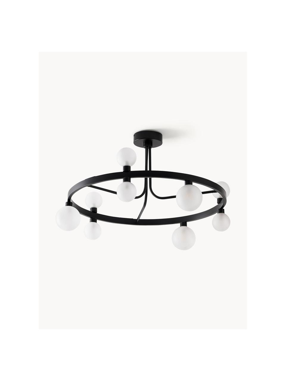 Lampada da soffitto Aglaia, Struttura: metallo rivestito, Paralume: vetro, Nero, bianco, Ø 86 x Alt. 50 cm