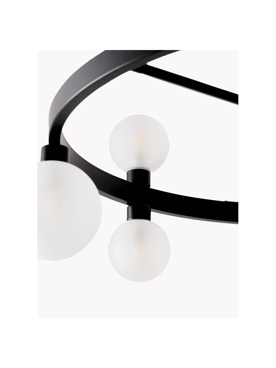 Lampada da soffitto Aglaia, Struttura: metallo rivestito, Paralume: vetro, Nero, bianco, Ø 86 x Alt. 50 cm