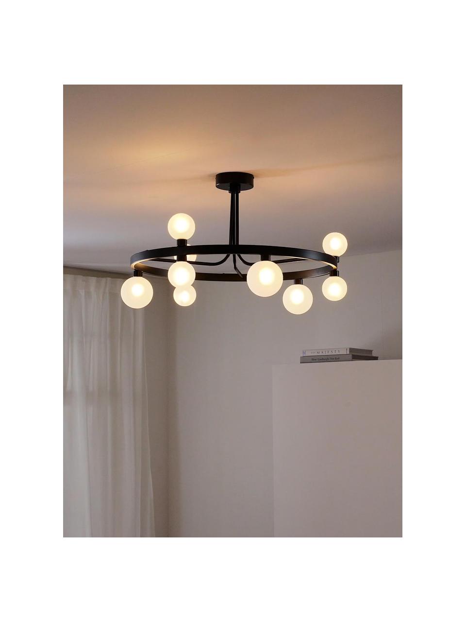 Lampada da soffitto Aglaia, Struttura: metallo rivestito, Paralume: vetro, Nero, bianco, Ø 86 x Alt. 50 cm