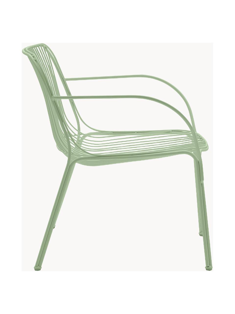 Sillón para exterior Hiray, Acero galvanizado pintado, Verde salvia, An 73 x F 65 cm