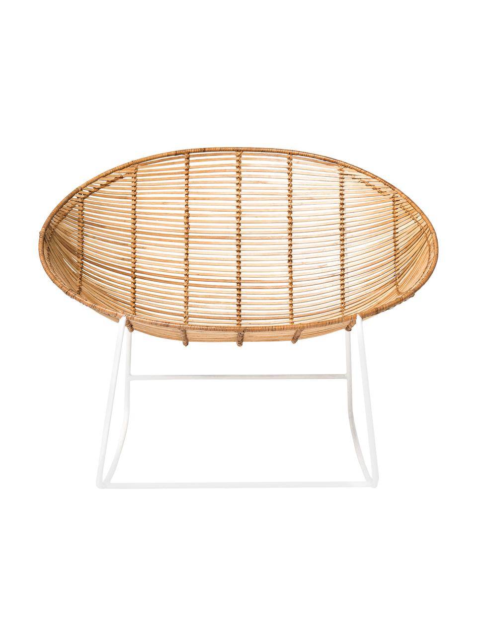 Rattan-Schaukelstuhl Orinoco mit Metall-Gestell, Sitzfläche: Rattan, Gestell: Metall, Sitzfläche: Rattan<br>Gestell: Weiss, 92 x 76 cm