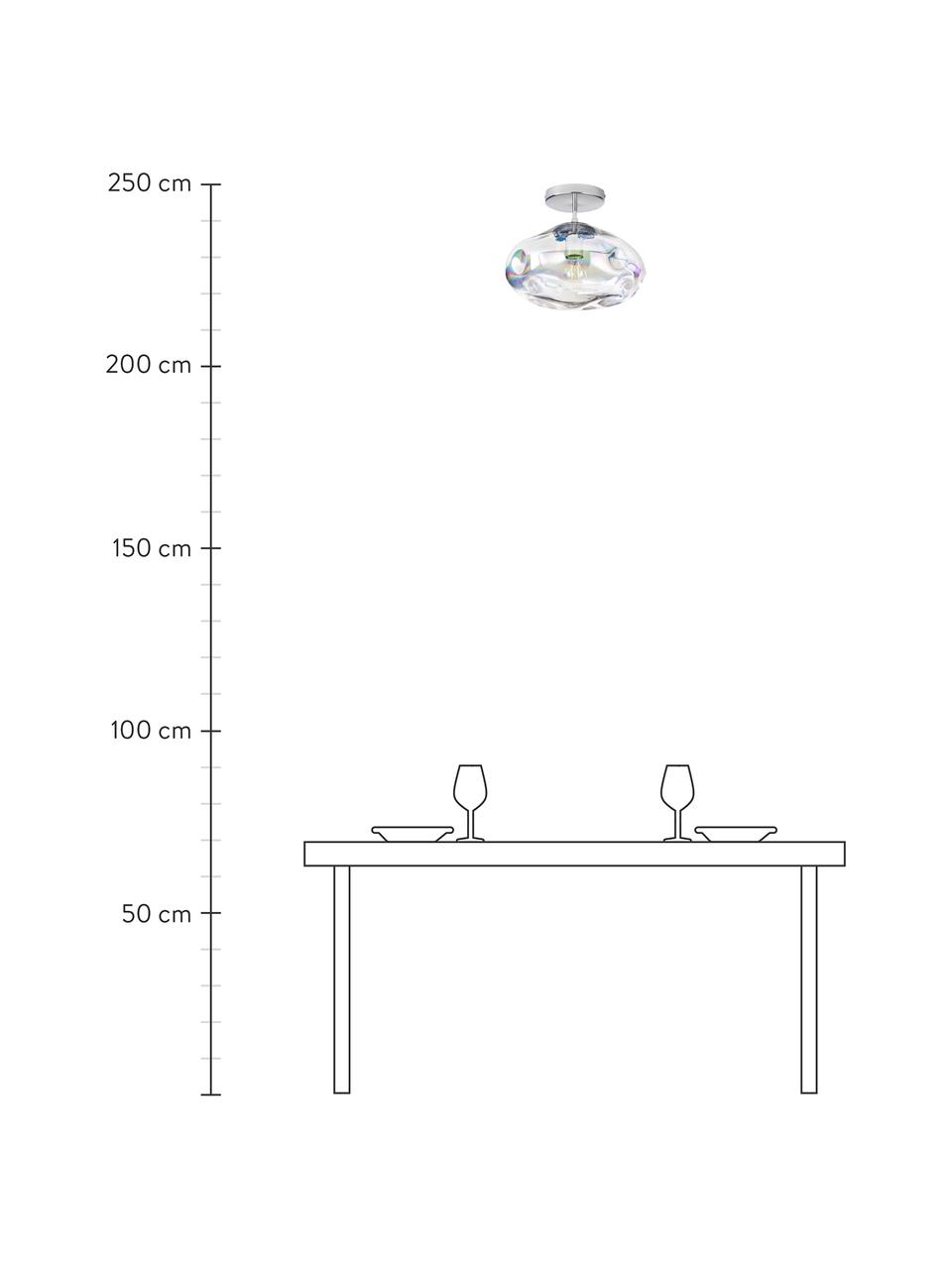 Lampa sufitowa ze szkła Amora, Opalizujący, odcienie chromu, Ø 35 x W 28 cm