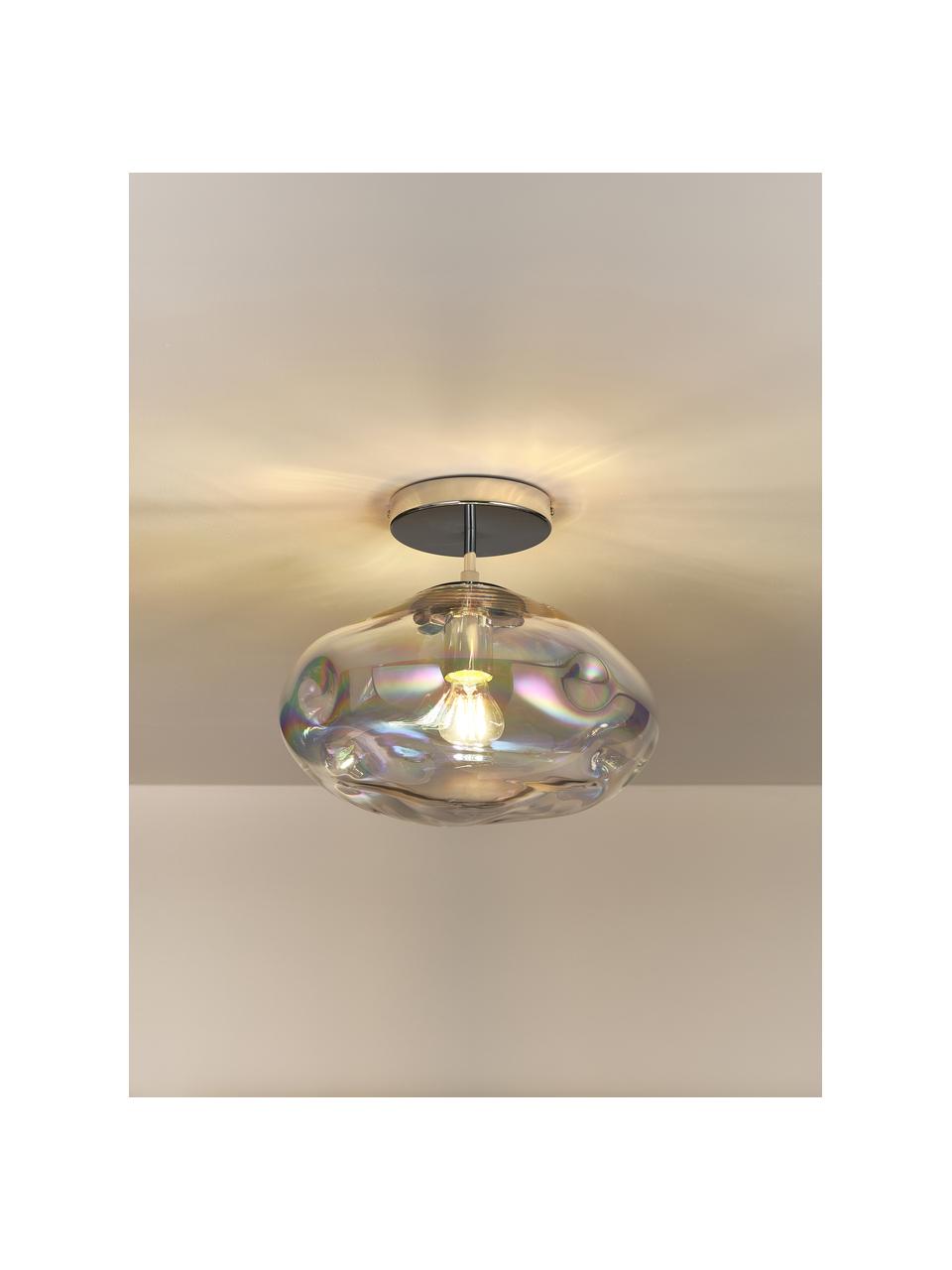 Lampa sufitowa ze szkła Amora, Opalizujący, odcienie chromu, Ø 35 x W 28 cm