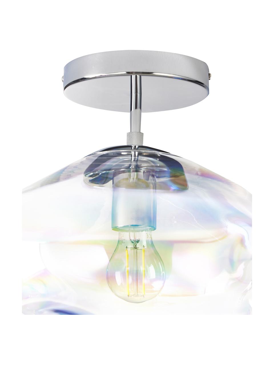 Plafondlamp Amora van iriserend glas, Lampenkap: glas, Iriserend, chroomkleurig, Ø 35 x H 28 cm