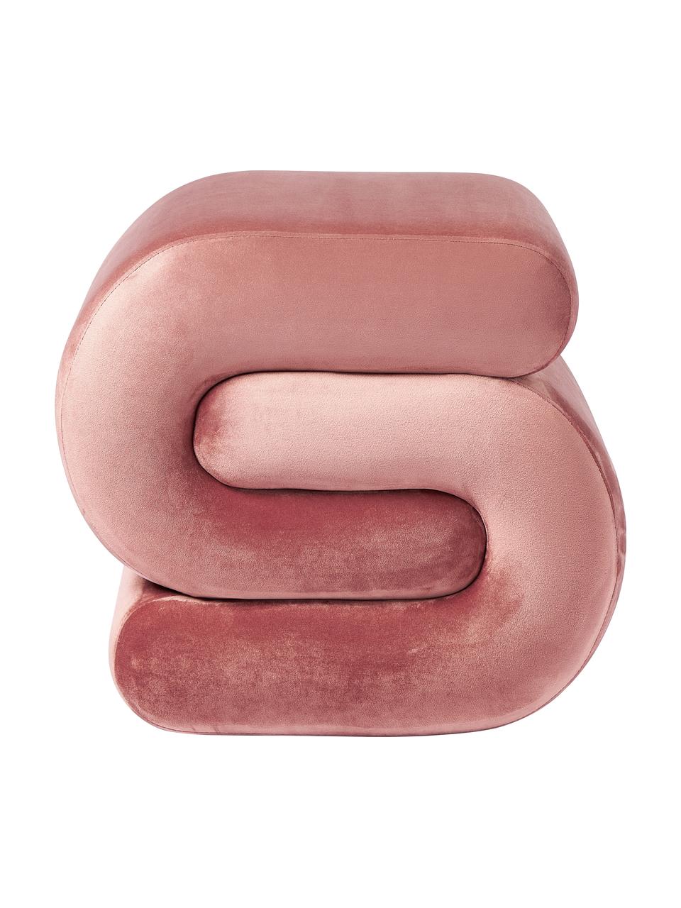 Tabouret en velours Merle, Velours vieux rose, larg. 50 x haut. 45 cm