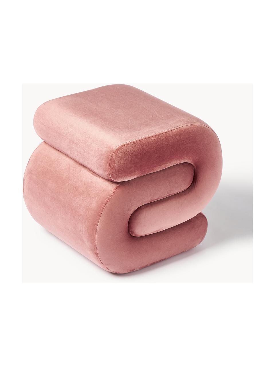 Pouf in velluto Merle, Rivestimento: velluto di poliestere Il , Rivestimento: schiuma, Struttura: legno massiccio di eucali, Velluto rosa cipria, Larg. 50 x Alt. 45 cm