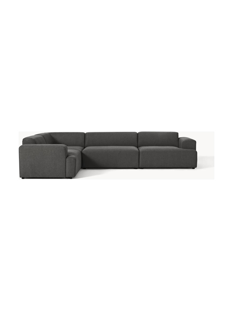 Großes Ecksofa Melva (4-Sitzer), Bezug: 100 % Polyester Der strap, Gestell: Massives Kiefern- und Fic, Füße: Kunststoff Dieses Produkt, Webstoff Anthrazit, B 339 x T 220 cm, Eckteil links