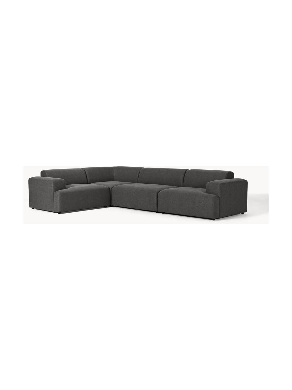 Grosses Ecksofa Melva (4-Sitzer), Bezug: 100 % Polyester Der strap, Gestell: Massives Kiefern- und Fic, Webstoff Anthrazit, B 339 x T 220 cm, Eckteil links