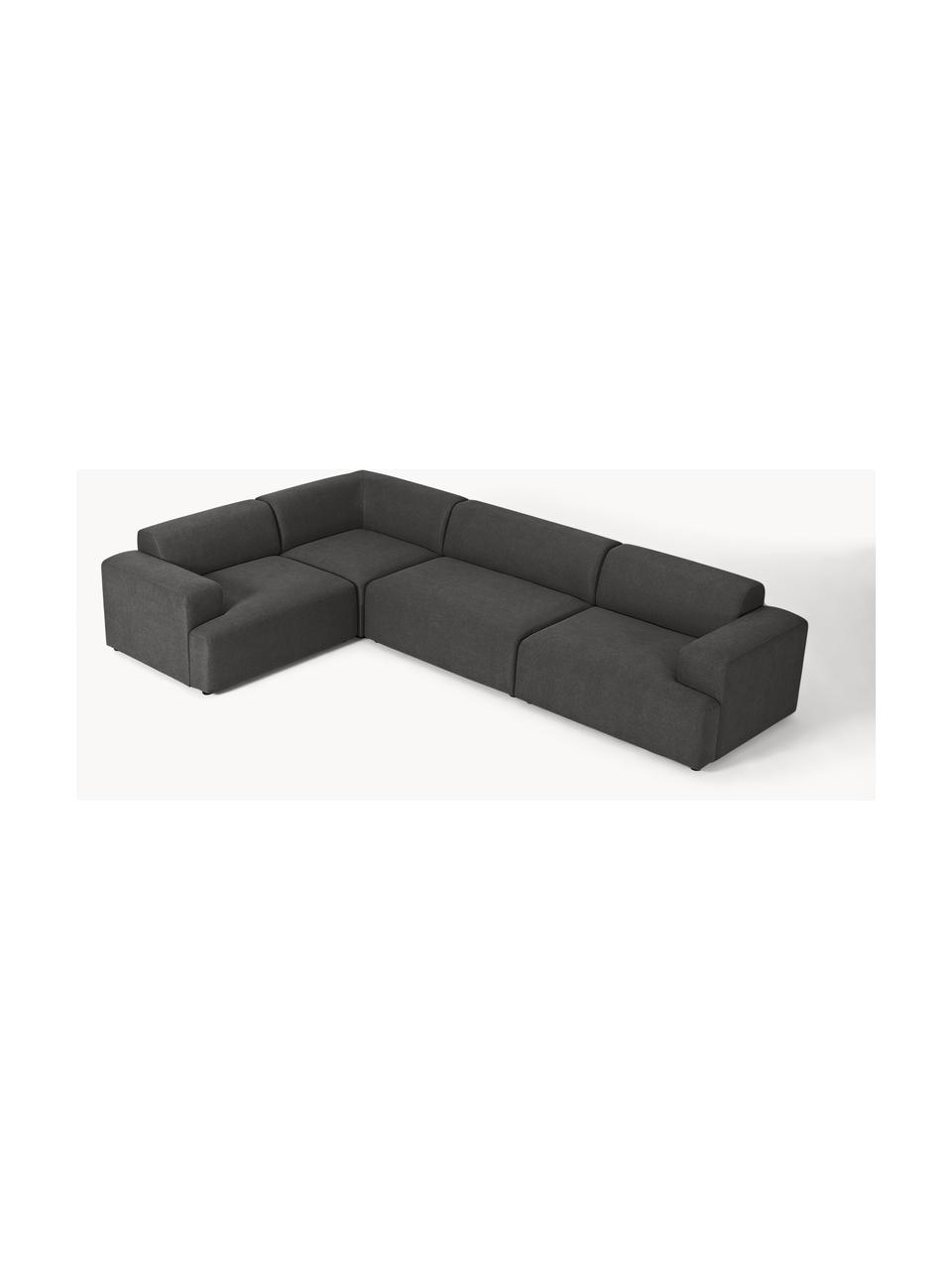 Veľká rohová pohovka Melva (4-miestna), Antracitová, Š 339 x H 220 cm, ľavé rohové prevedenie
