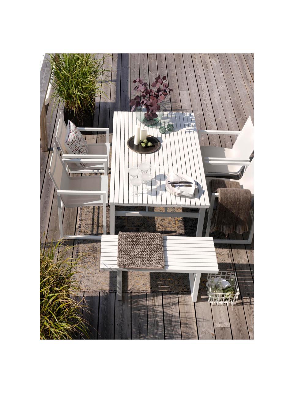 Table de jardin blanche Vevi, 160 x 90 cm, Aluminium, revêtement par poudre, Blanc, larg. 160 x prof. 90 cm