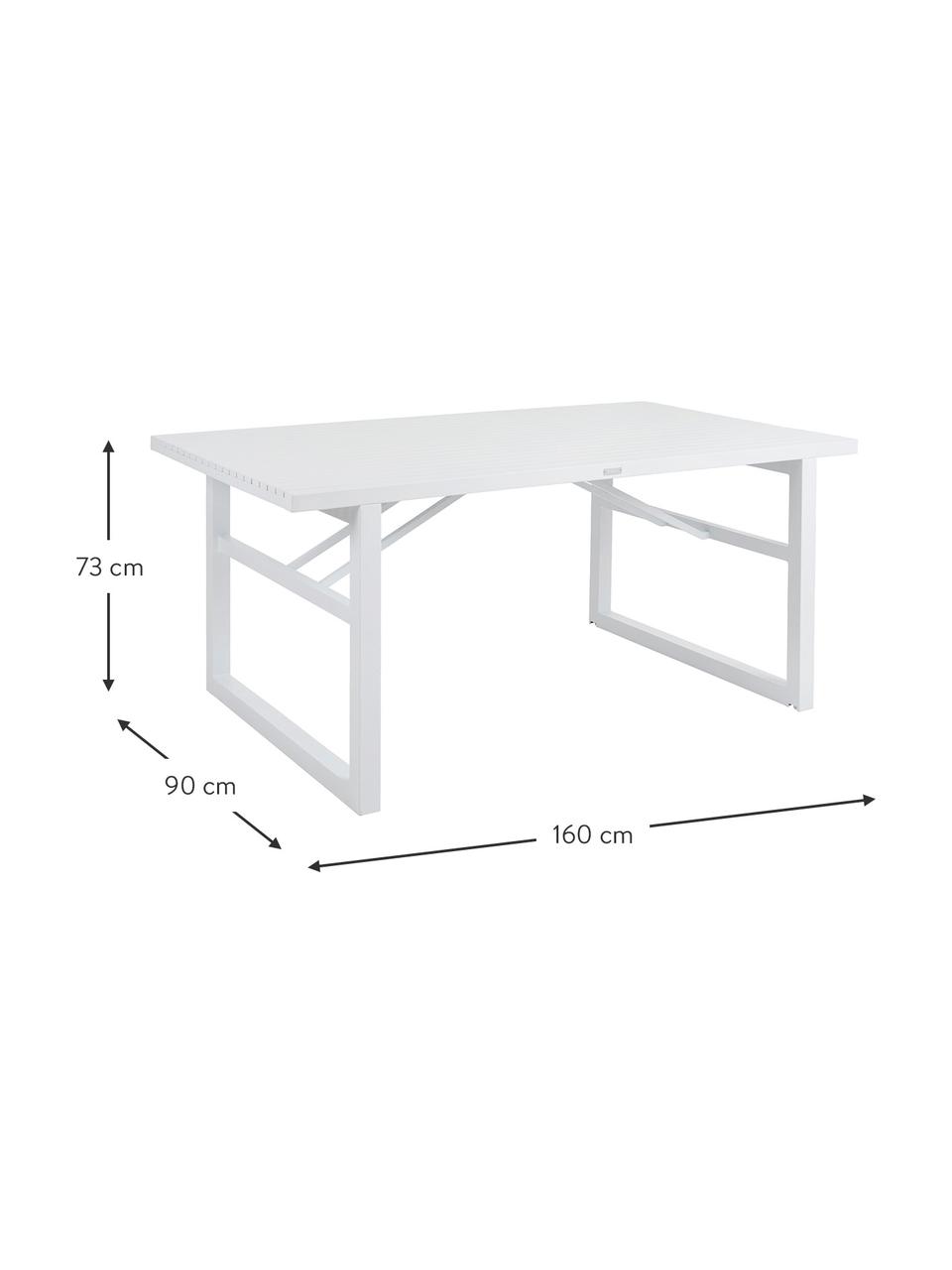 Gartentisch Vevi, 160 x 90 cm, Aluminium, pulverbeschichtet, Weiß, B 160 x T 90 cm