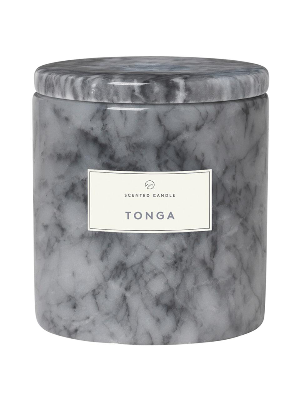 Candela Profumata Tonga (agrumi, note balsamiche, pino), Contenitore: marmo, Marmo grigio, Ø 7 x Alt. 8 cm