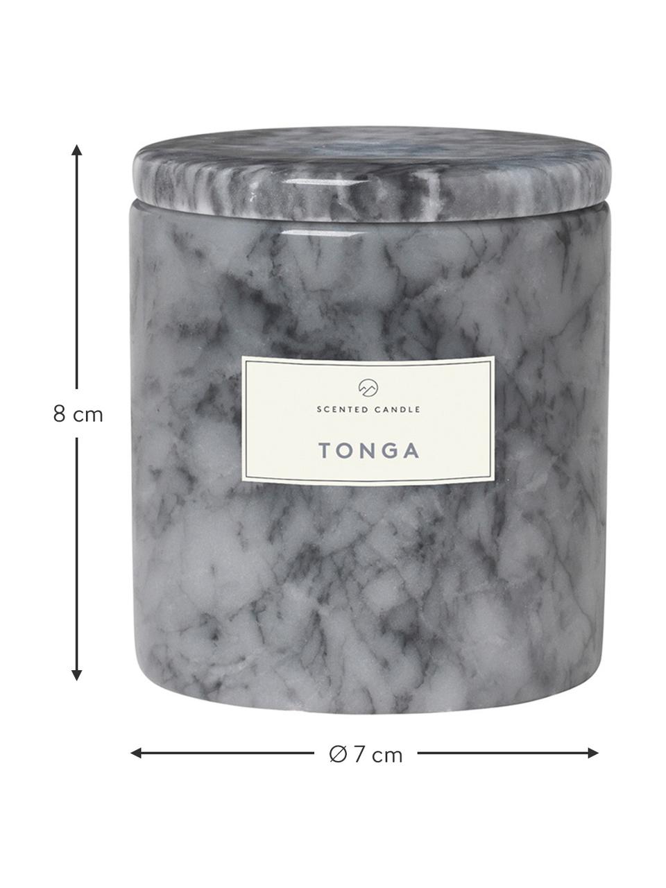 Candela Profumata Tonga (agrumi, note balsamiche, pino), Contenitore: marmo, Marmo grigio, Ø 7 x Alt. 8 cm