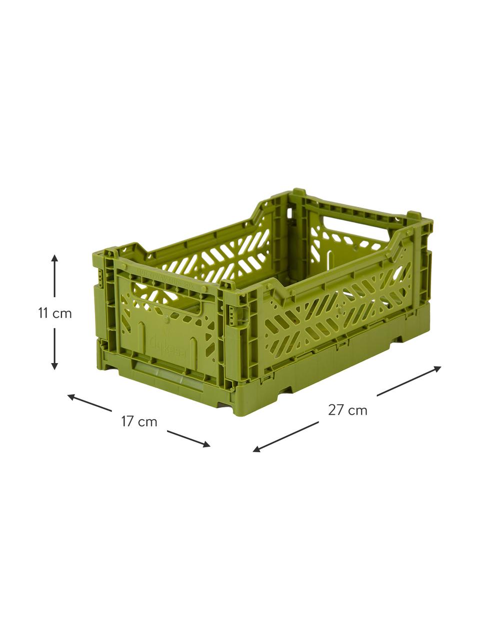 Boîte de rangement pliante Olive, empilable, petite taille, Plastique, Vert olive, larg. 27 x haut. 11 cm