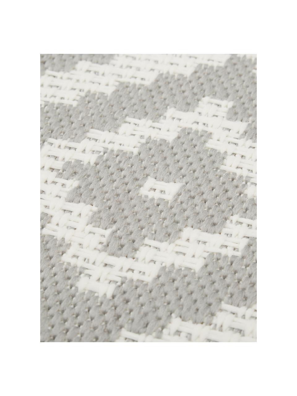 Vzorovaný behúň do interiéru/exteriéru Axa, sivá/biela, 86 % polypropylén, 14 % polyester, Krémovobiela, sivá, Š 80 x D 250 cm