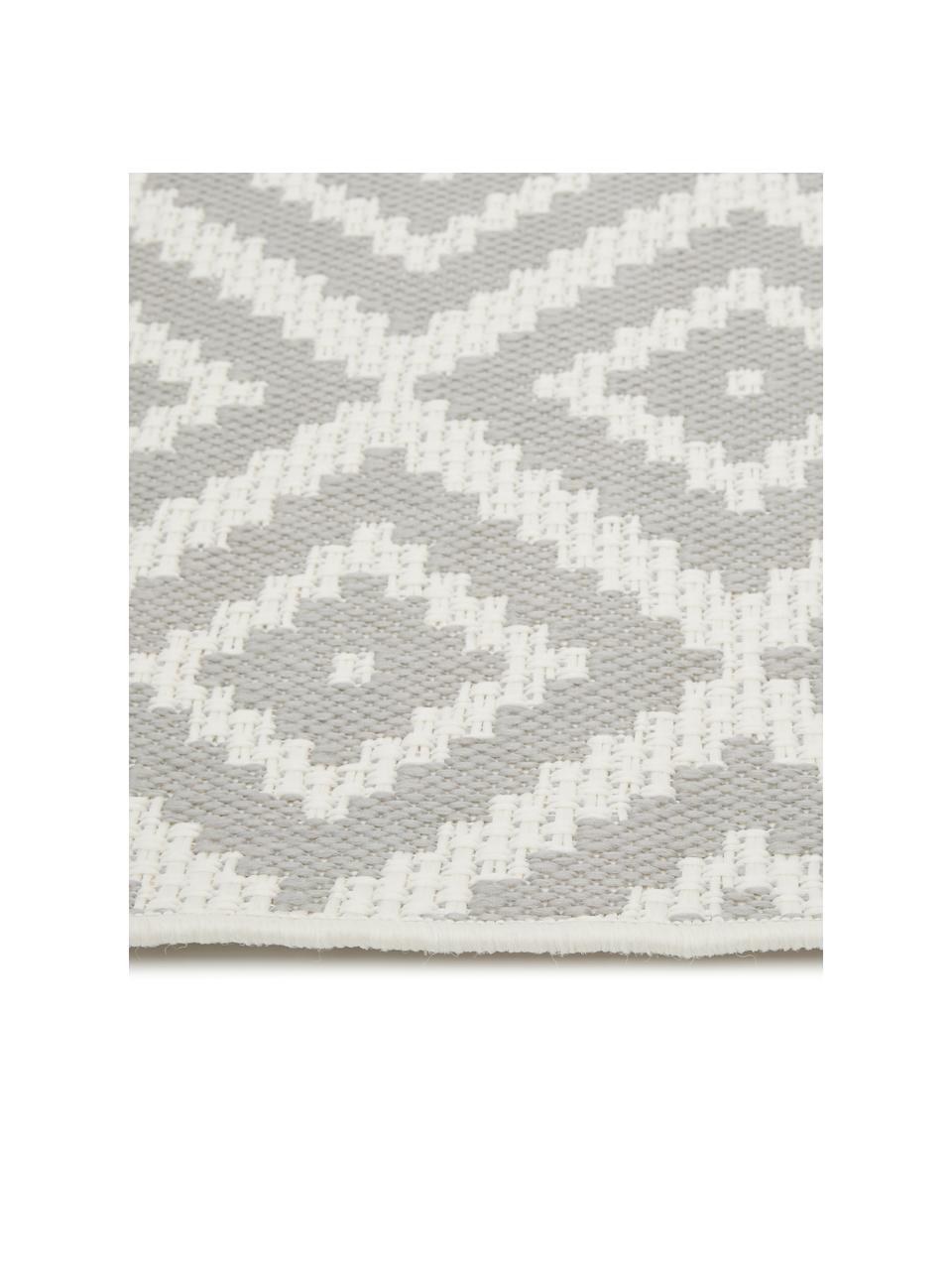 In- & outdoor loper Miami, 86% polypropyleen, 14% polyester, Grijs, wit, B 80 x L 300 cm