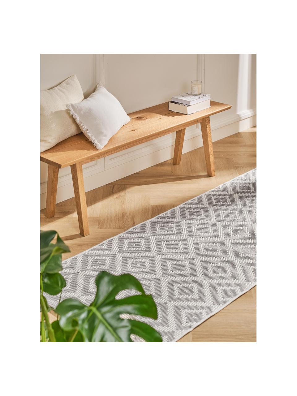 Tapis d'extérieur Miami, 70 % polypropylène, 30 % polyester, Gris, blanc, larg. 80 x long. 200 cm