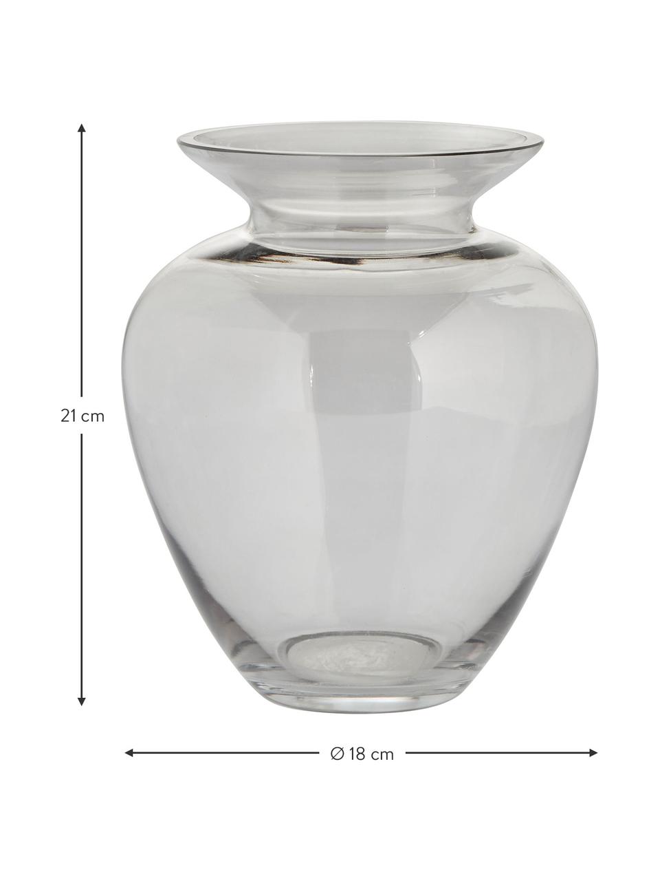 Jarrón de vidrio sopaldo artesanalmente Milia, Vidrio, Gris transparente, Ø 18 cm
