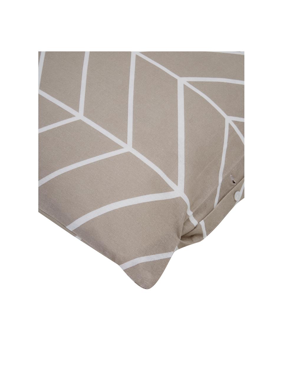 Flanell-Bettwäsche Yule mit grafischem Muster, Webart: Flanell Flanell ist ein k, Nougat, Weiss, 135 x 200 cm + 1 Kissen 80 x 80 cm